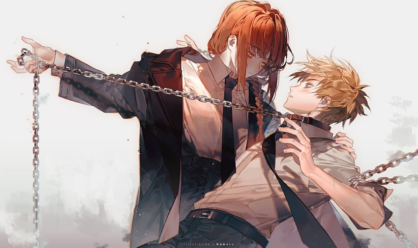 Originalkunst von Kawacy Makima und Denki aus Chainsawman