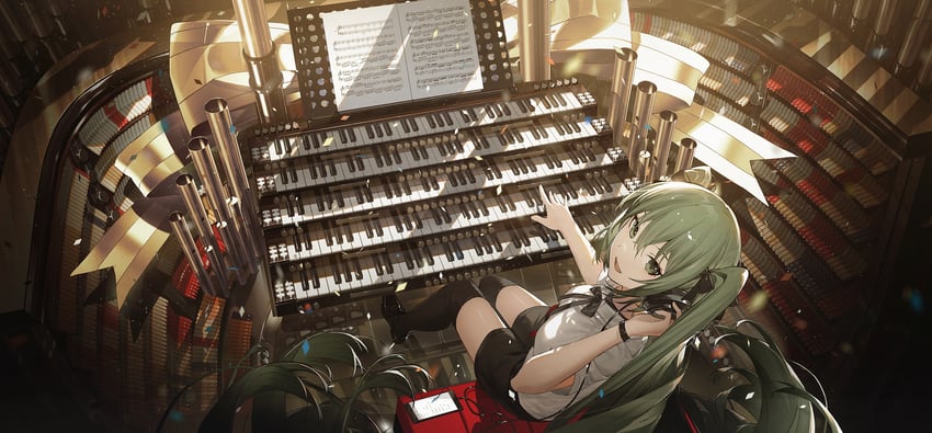 Original art by Kieed, Weitwinkel, Hatsune Miku spielt Orgel