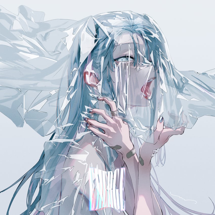 Original Art by Rella, blaues Mädchen Anime-Mädchen transparente Plastikhülle